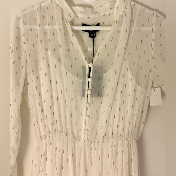 NWT💕 SALONI Alexia Tiered Metallic Crinkled Maxi Dress SZ 4 - Picture 4 of 6